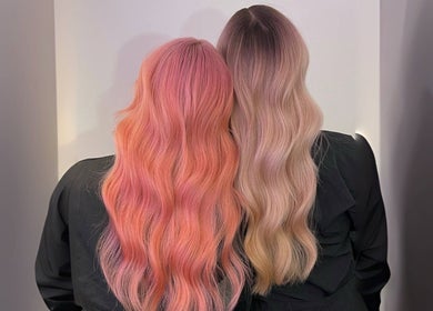 Back view of vibrant hair colors at Cosmo Hair Salon, Melbourne, Victoria, AU.