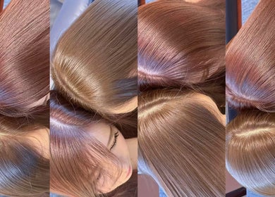 Glossy brunette hair highlights at Cosmo Hair Salon, Melbourne, Victoria, AU.