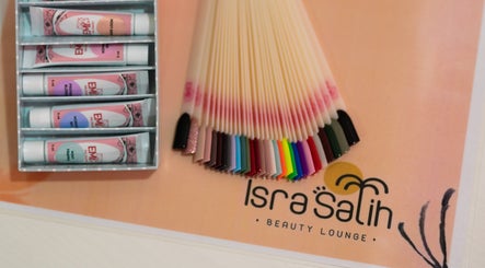 Nail color palette and products at Isra Salih Beauty Lounge, located in الشارقة, إمارة الشارقةّ, AE.