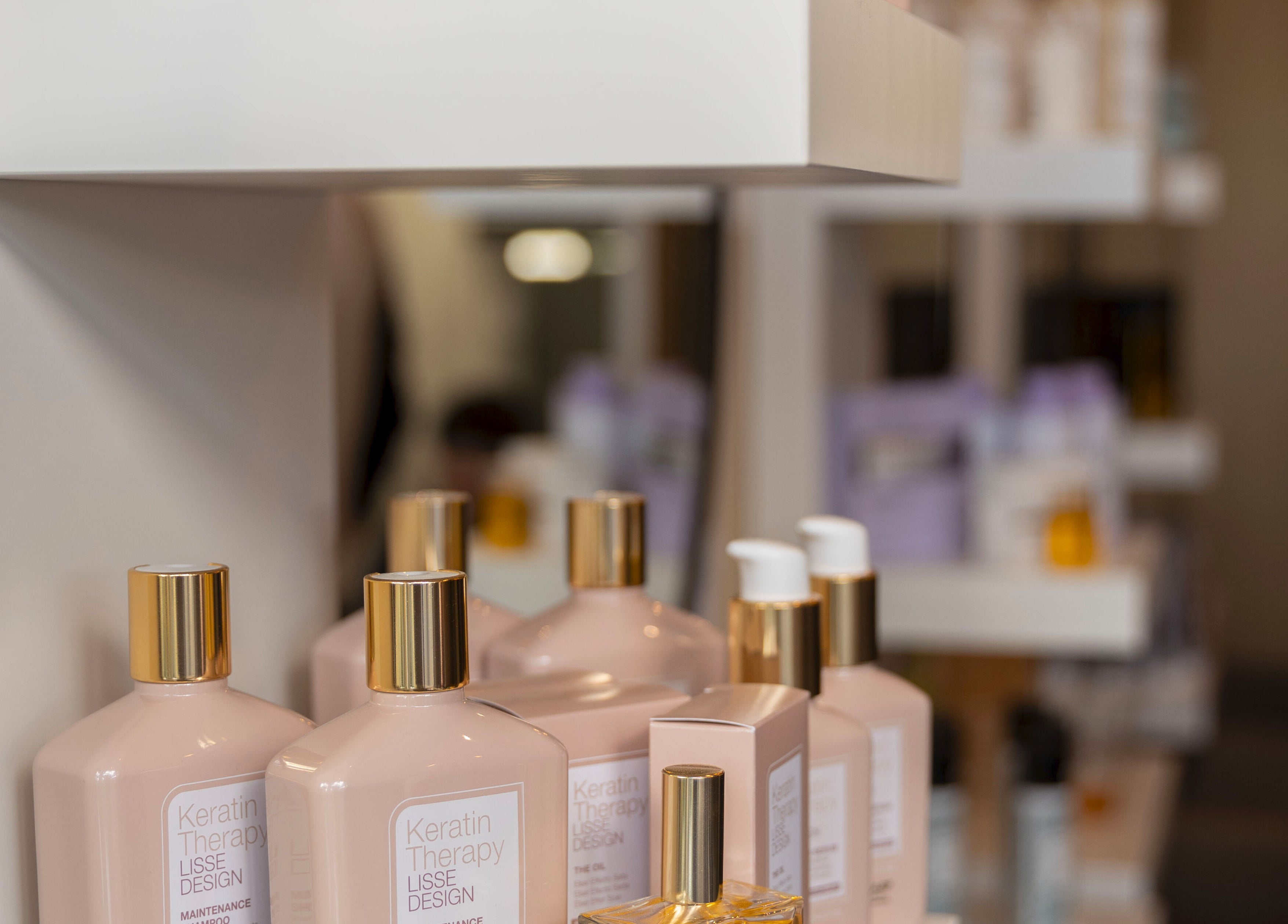 Keratin Therapy products at Claudia Hairstylist in London, England, GB showcasing premium hair care.