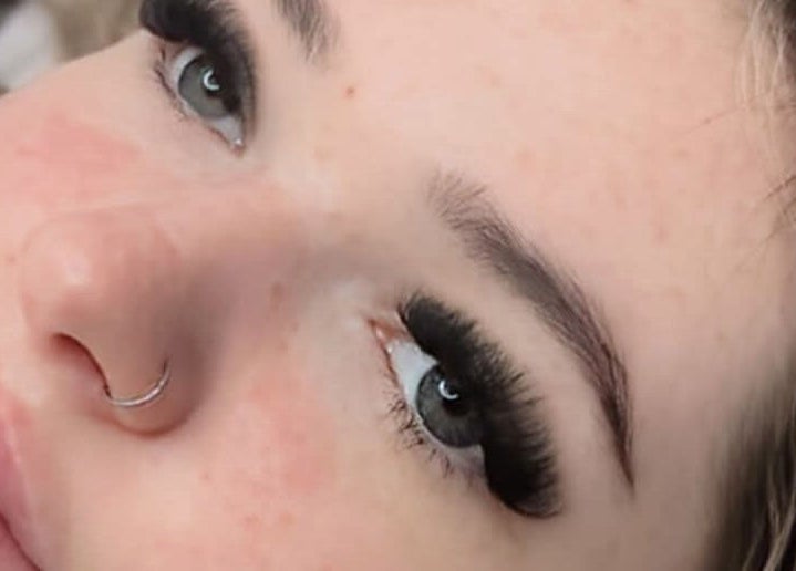 Close-up of eyelash extensions at Lisa Ann Lashes and Beauty, Salisbury, England, GB.