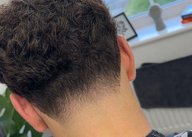 Close-up of a fresh fade haircut at U B U Creative, Lichfield, England, GB.
