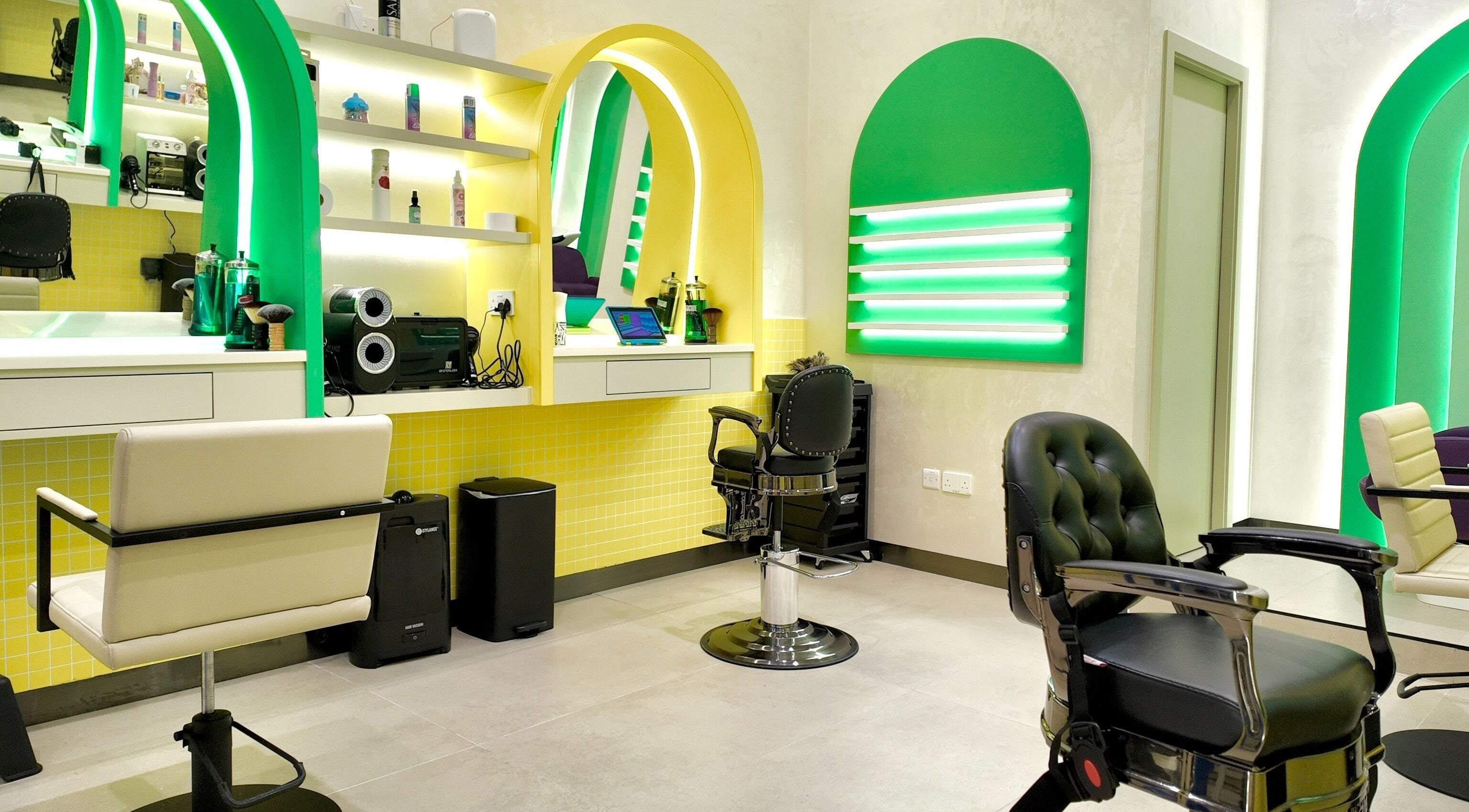 Bright, modern beauty salon interior at Stories Kids - Mohamed Bin Zayed, Abu Dhabi, Abu Dhabi, AE.