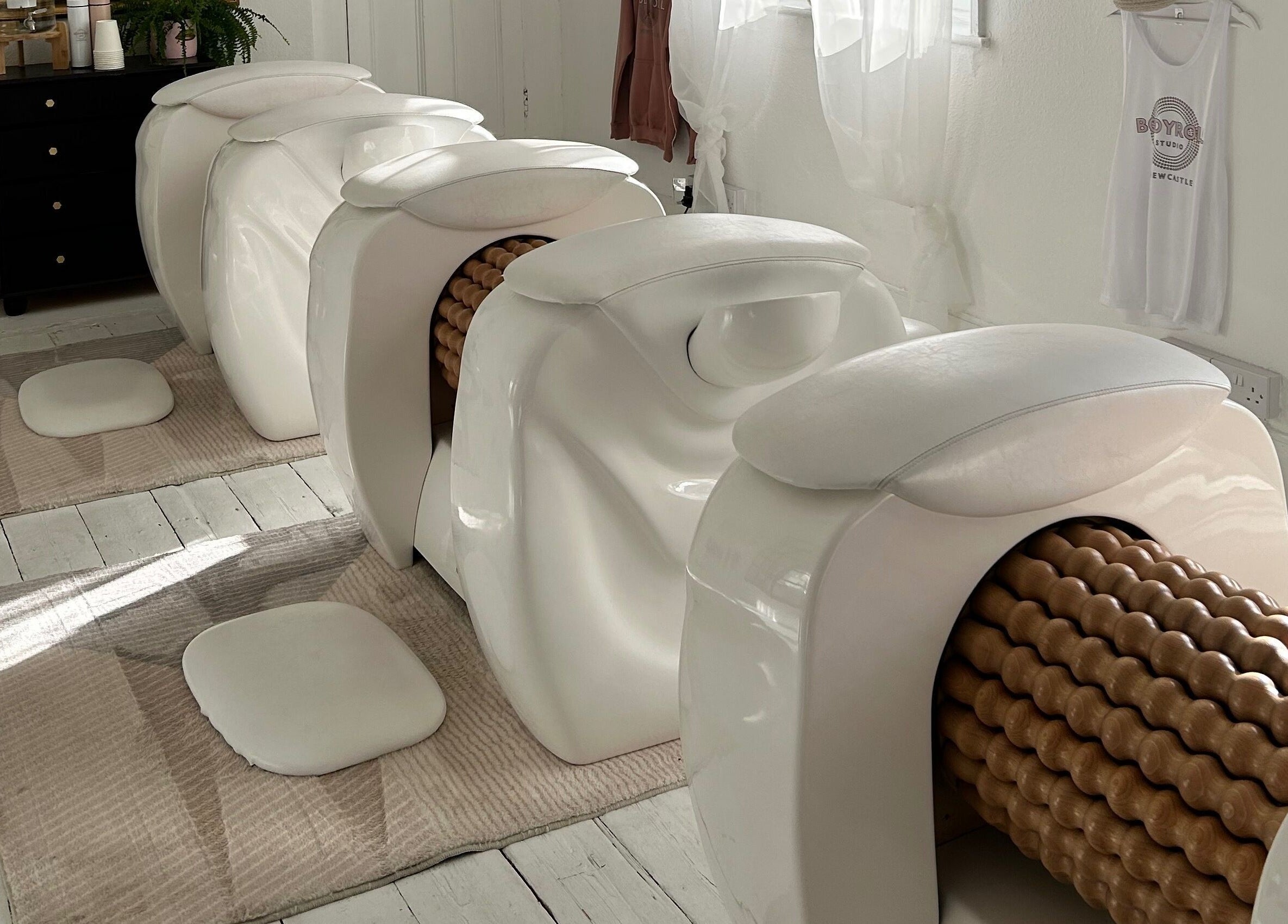 Modern wellness machines at Bodyroll Studio Newcastle Ltd, Newcastle upon Tyne, England, GB, offering relaxation.