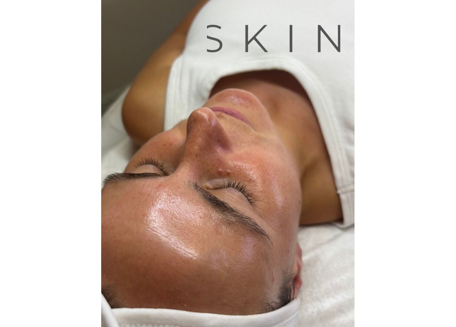 Relaxed client receiving facial at Skin by Steph, Market Drayton, England, GB; smooth and glowing skin.