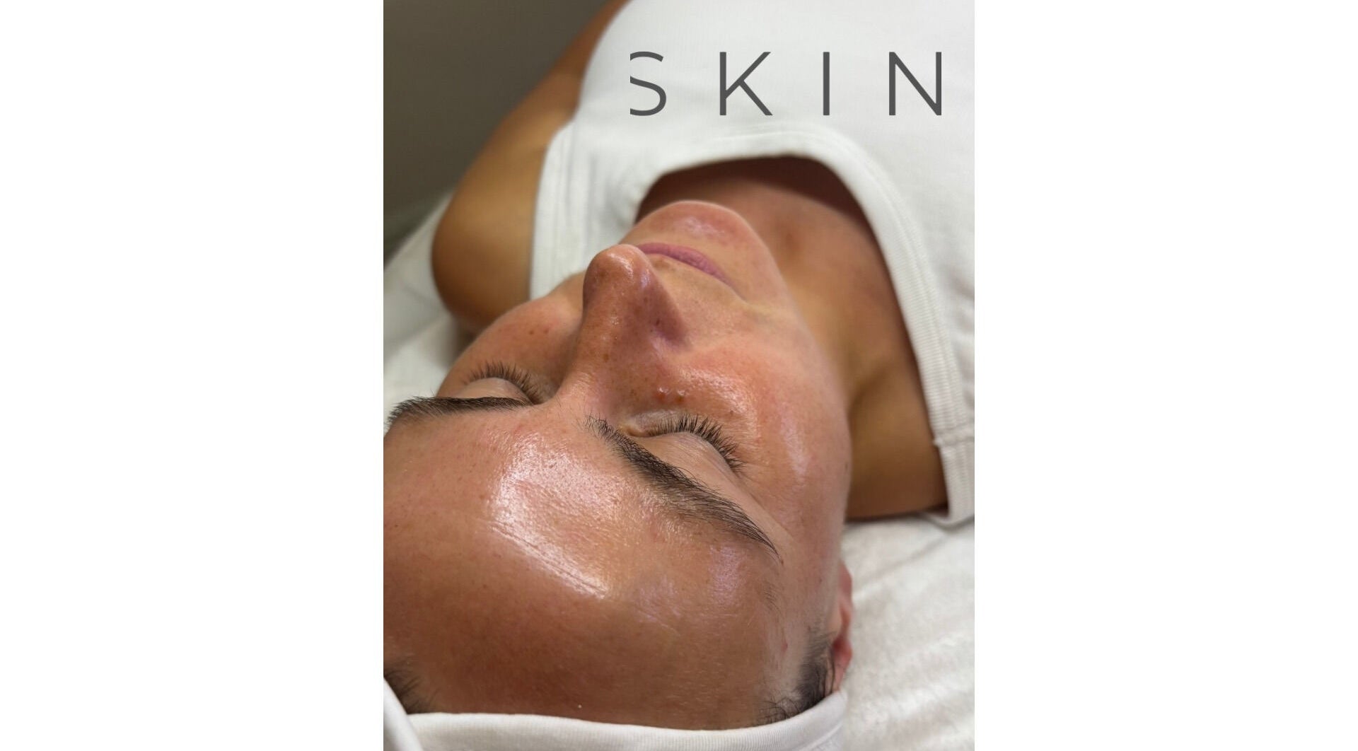 Relaxed client receiving facial at Skin by Steph, Market Drayton, England, GB; smooth and glowing skin.