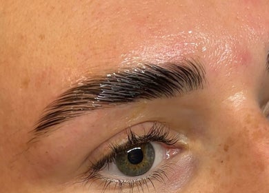 Close-up of perfectly groomed eyebrows at Beauty by Jess Web, Nuneaton, United Kingdom, GB.