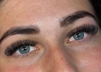 Close-up of expertly applied eyelash extensions at Beauty by Jess Web in Nuneaton, United Kingdom, GB.