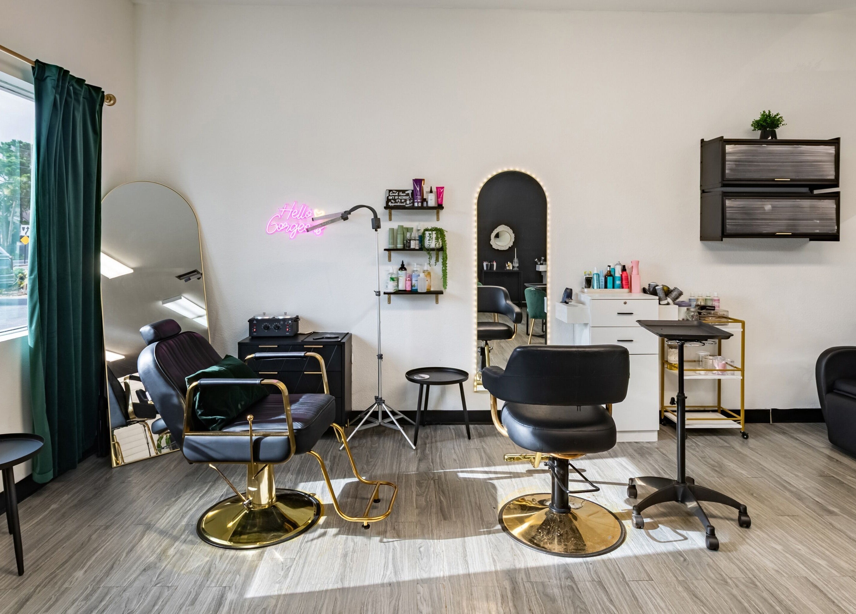 Stylish interior of YK Beauty Salon in Bradenton, Florida, US with modern furnishings and chic decor.