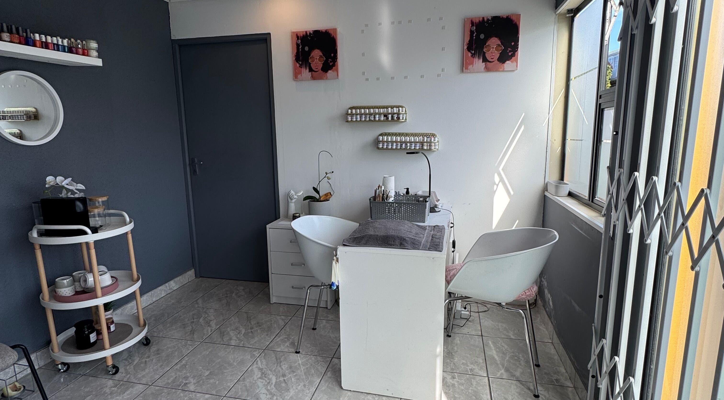 Chic nail station at Glam Nails&Beauty, Cape Town, Western Cape, ZA offering a serene pampering experience.