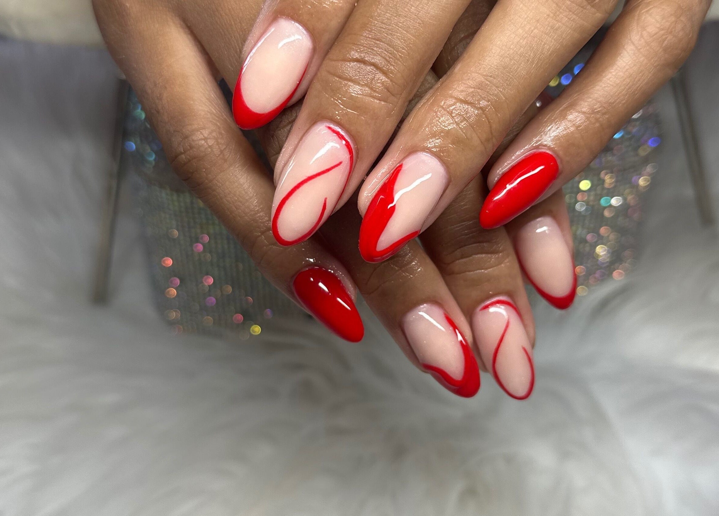 Elegant red nail art at Beauty by Asr, Bridgetown, Saint Michael, BB.