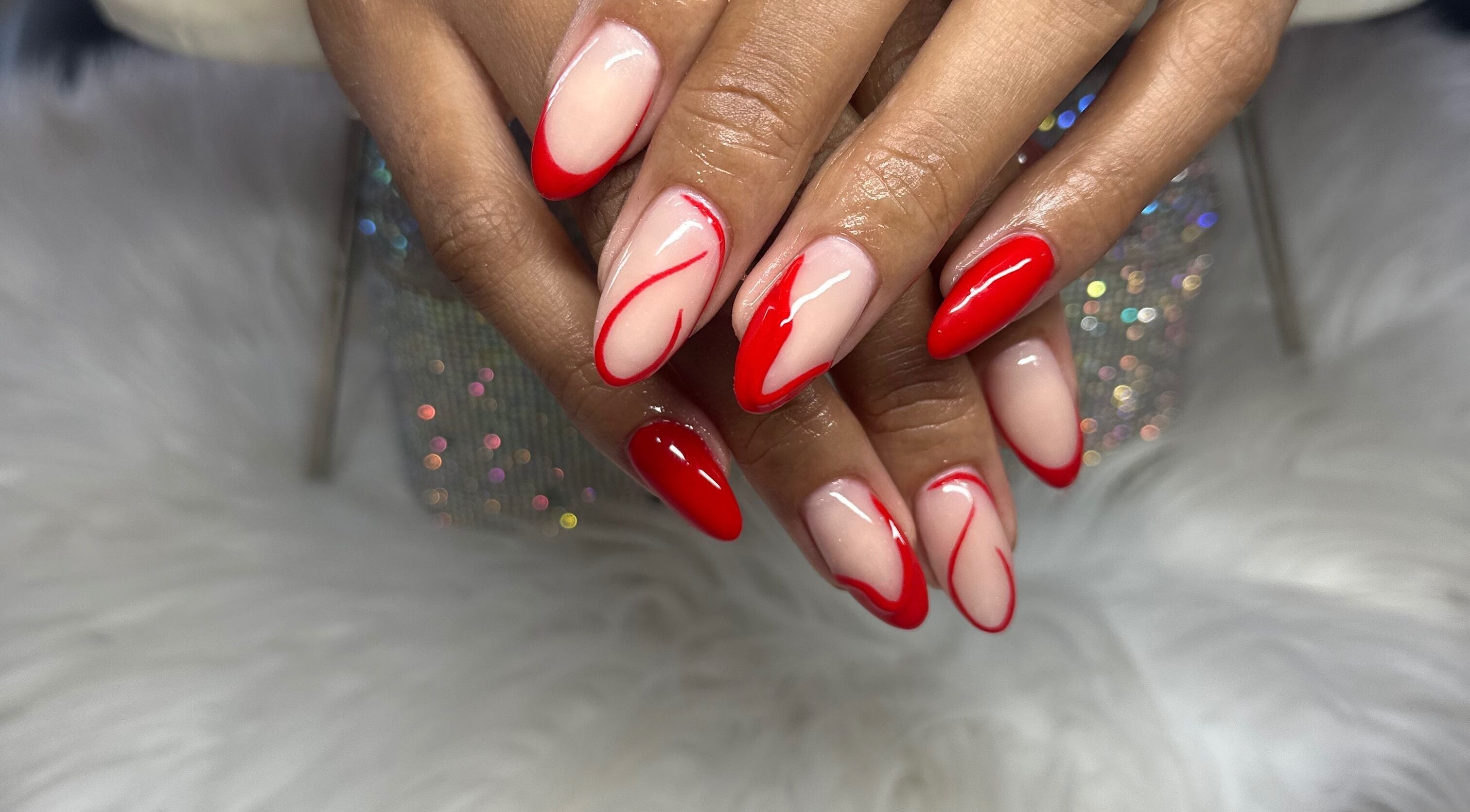 Elegant red nail art at Beauty by Asr, Bridgetown, Saint Michael, BB.
