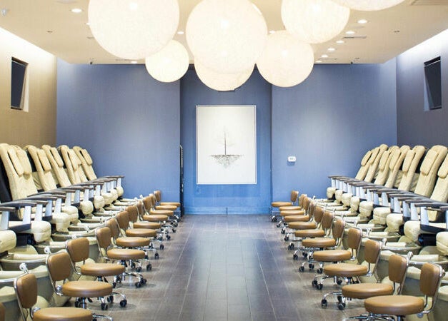 Luxurious pedicure chairs at Nail Lounge, Allen, Texas, US, offering a tranquil spa experience.