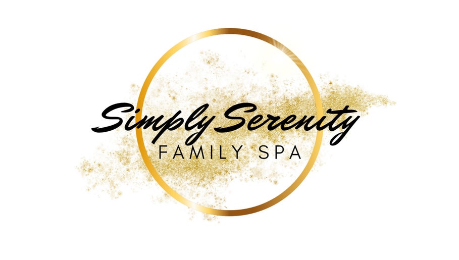Simply Serenity Family Spa logo in gold circle with glitter, Dasmariñas, Calabarzon, PH.