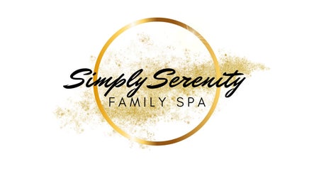 Simply Serenity Family Spa logo in gold circle with glitter, Dasmariñas, Calabarzon, PH.