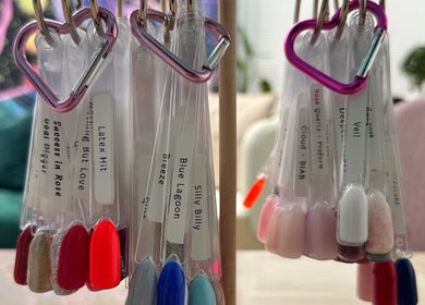 Colorful nail swatches at Inner Divine Beauty - Home Studio, Manchester, England, GB.