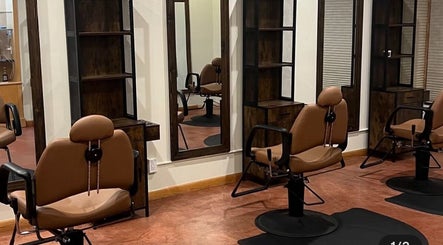 Elegant salon chairs at Nova Beauty Boutique by Abby Bjz, Santa Fe, New Mexico, US.