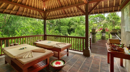 Peaceful outdoor spa area at Mahamaya Spa at Ubud Nyuh Bali Resort in Bali, Bali, ID.
