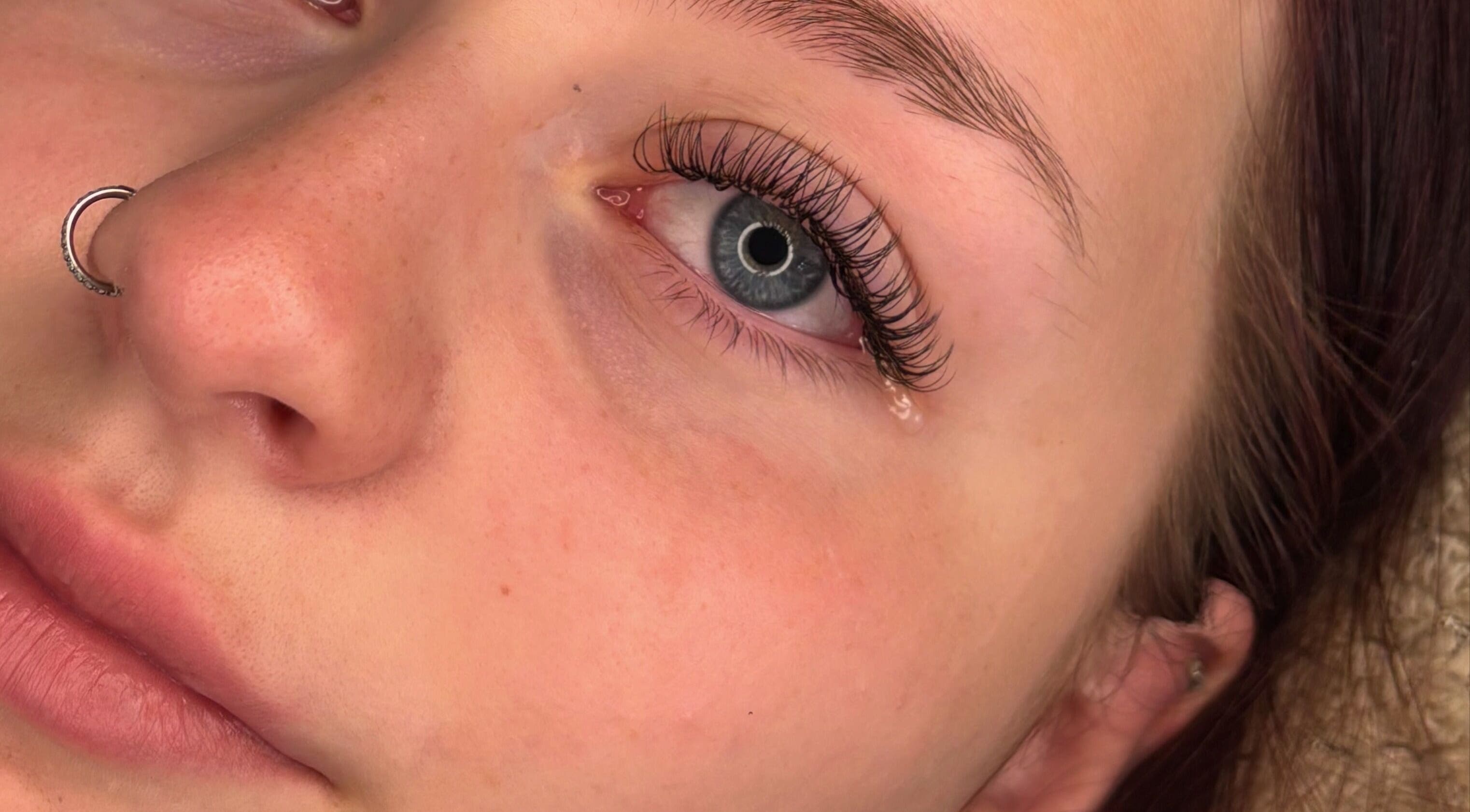Close-up of expertly applied lashes at TheLashLoft.mcr in Worsley, England, GB.