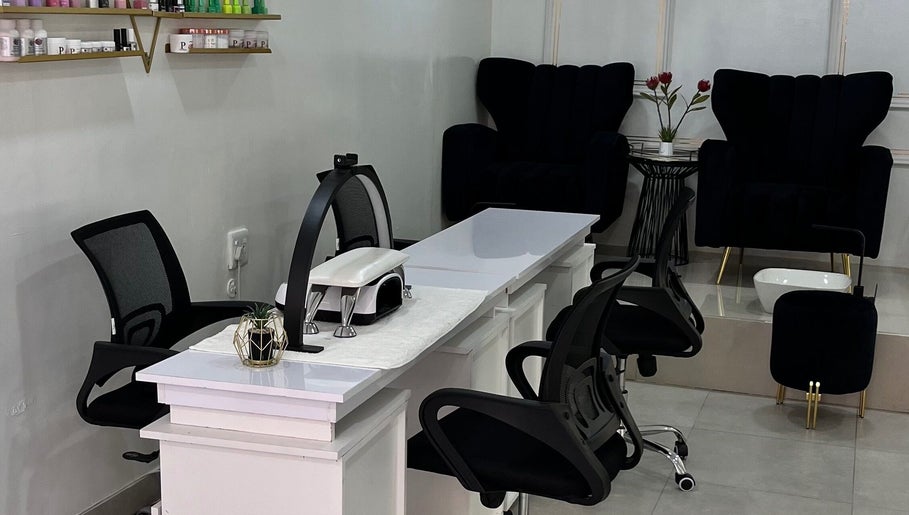 Modern nail care stations at Luxury Skincare & Spa in Pretoria, Gauteng, ZA, inviting relaxation and elegance.