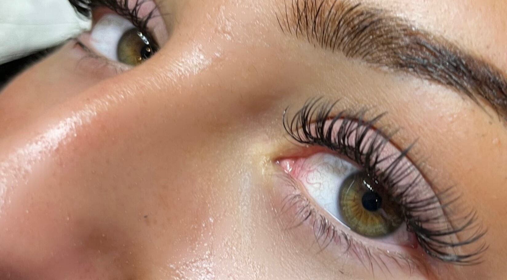 Close-up of elegant eyelash extensions at Bayside Lashes Studio, Melbourne, Victoria, AU.