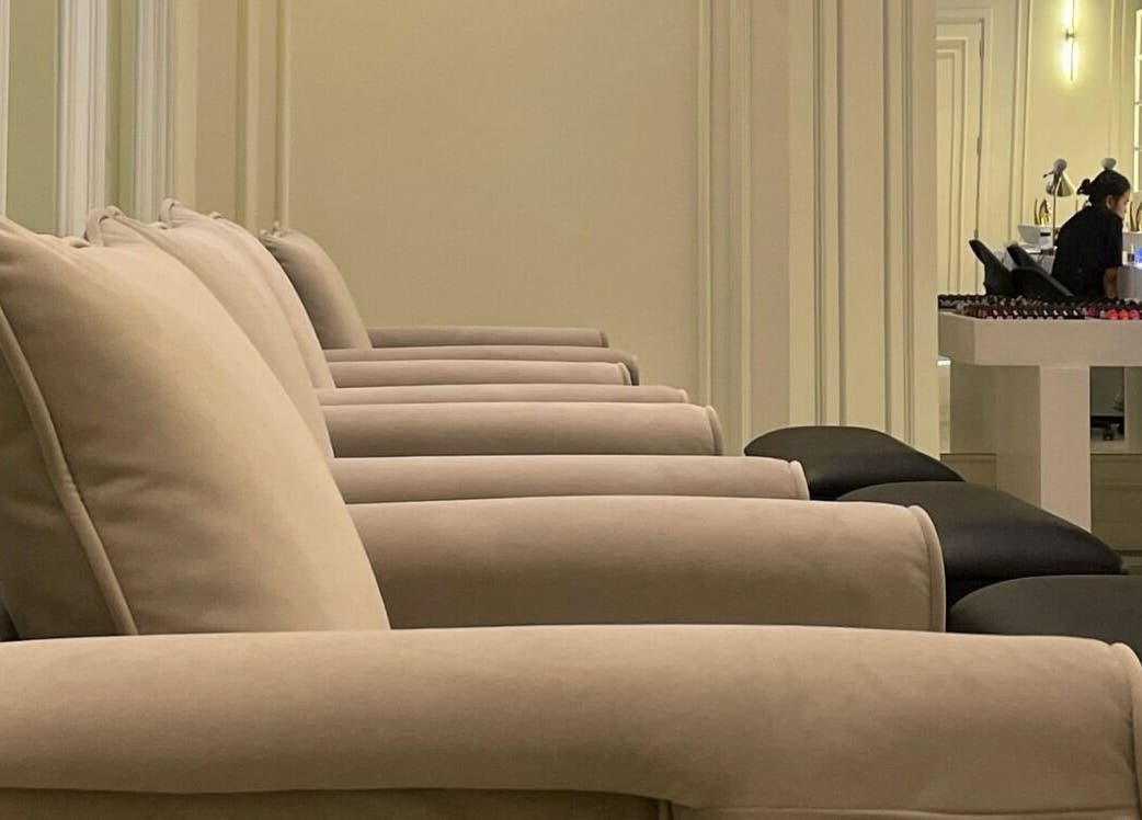 Luxurious seating at Baran Nail Bar, Seeb, Muscat Governorate, OM, offering a relaxing atmosphere.