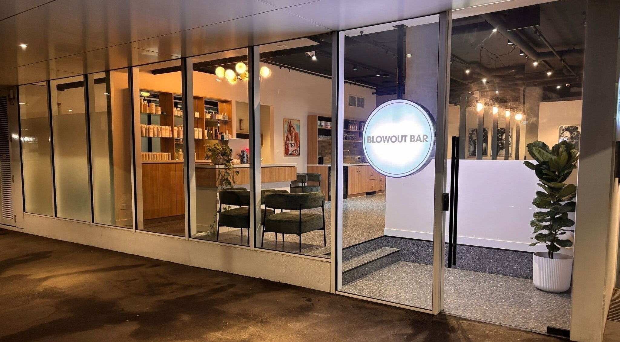 Exterior view of The Blowout Bar - Brighton in Brighton, Victoria, AU, showcasing stylish design.