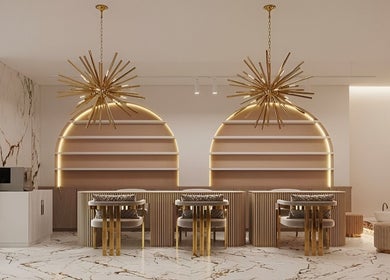 Luxurious interior with golden decor at By hope aphena @ wigston, Wigston, England, GB.