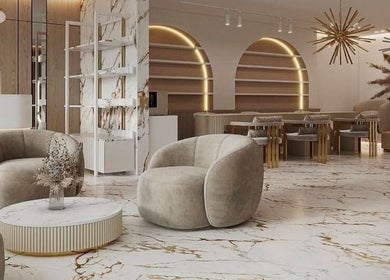 Chic interior of By hope aphena @ wigston, featuring modern beige chairs and stylish decor in Wigston, England, GB.