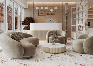 Elegant reception area at By hope aphena @ wigston, Wigston, England, GB with plush chairs and marble flooring.