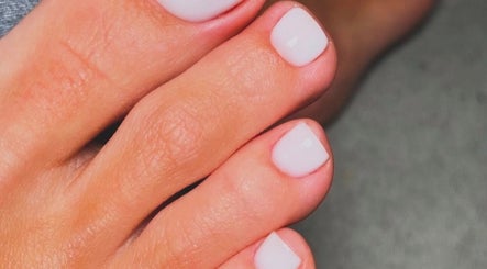Close-up of freshly painted toenails at Studio By Hope Aphena Nails | Brows | Waxing, Leicester, England, GB.