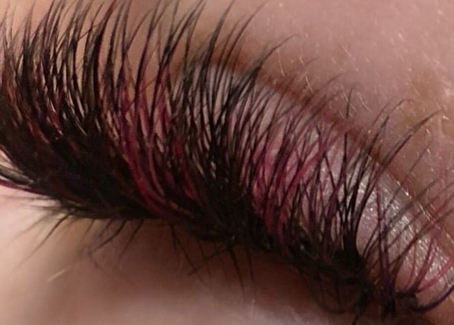 Close-up of eyelash extensions at In Your Face Glamour, Edmonton, Alberta, CA.