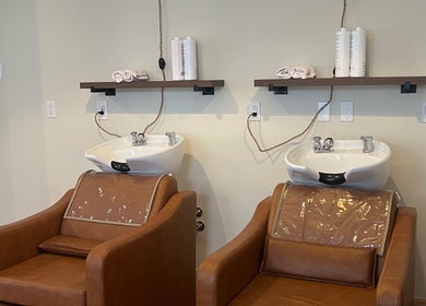 Luxurious wash stations at Nova Beauty Boutique by Lupita Benavente, Santa Fe, New Mexico, US.