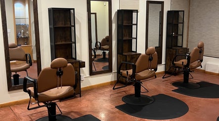 Stylish hair salon at Nova Beauty Boutique by Lupita Benavente in Santa Fe, New Mexico, US with elegant chairs.
