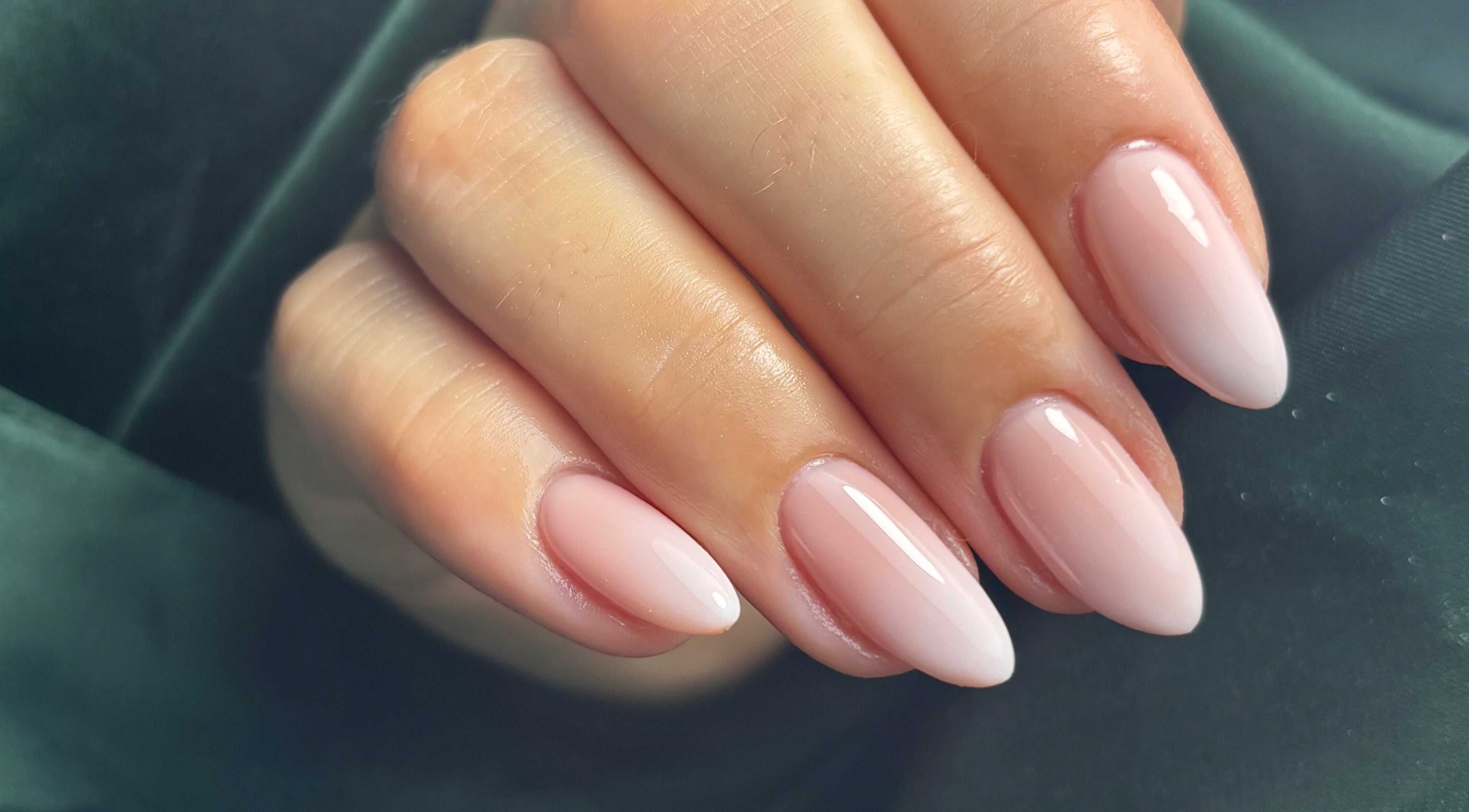 Pink polished nails at Megan Burge Nails & Beauty, Ash, England, GB.