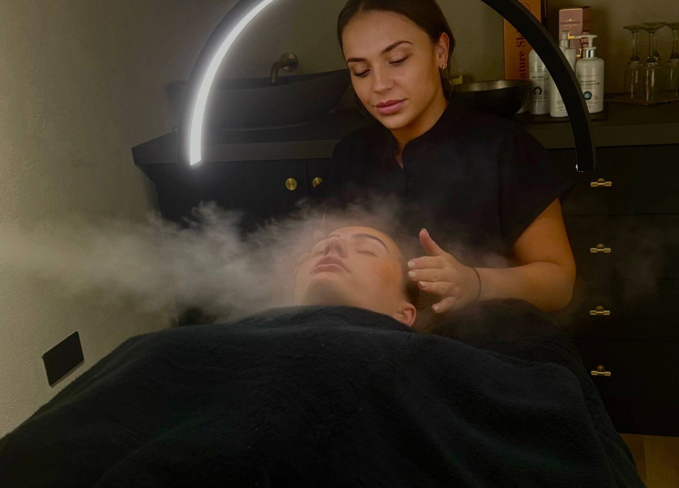 Facial steam treatment at Signature Skin, Swinton, England, GB, providing relaxation and wellness.