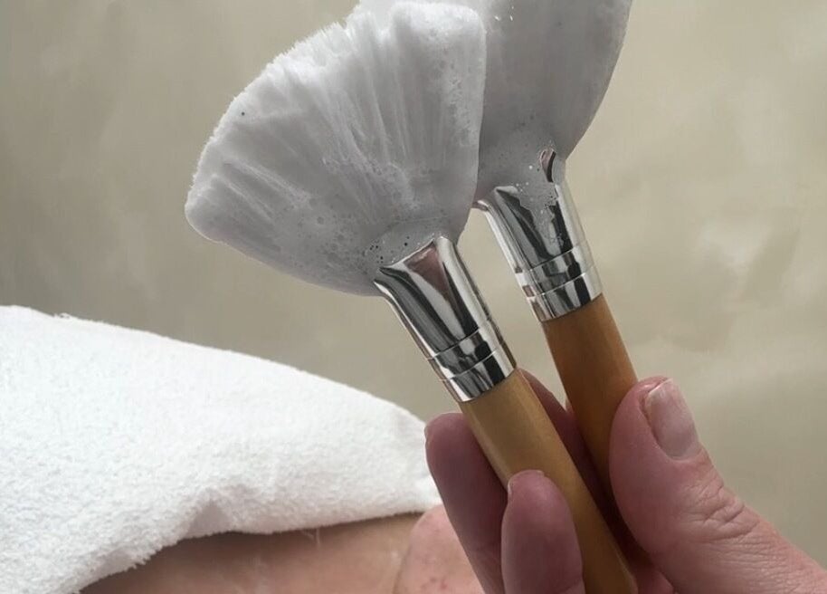 Facial treatment brushes at ByJayleneFoster, Eccleshall, England, GB, ideal for luxurious skin care.