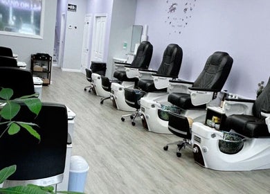 Violetta Beauty Studio's modern pedicure stations in White Plains, New York, US offer a serene experience.