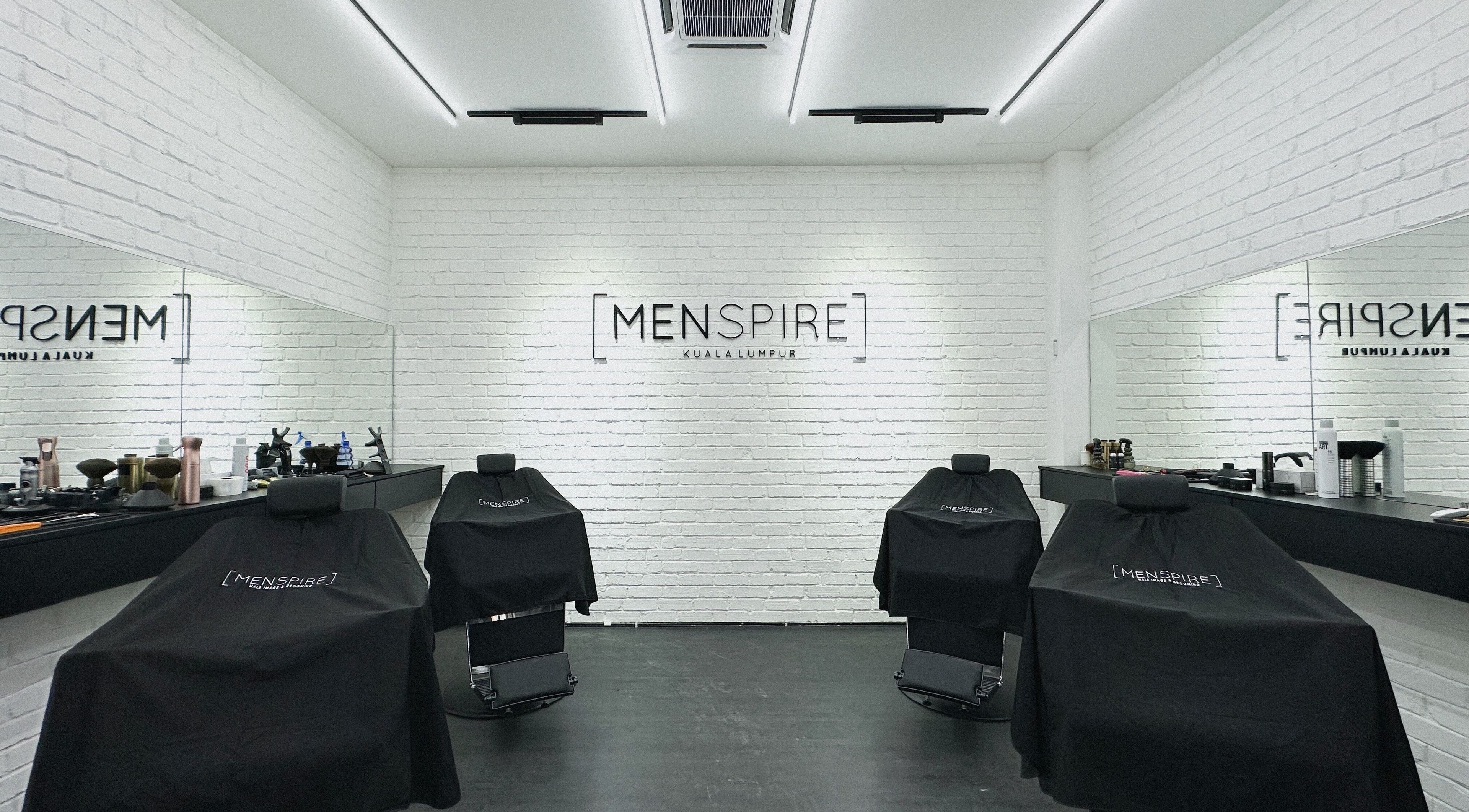 Modern interior of Menspire Kuala Lumpur with stylish barber chairs, located in KUALA LUMPUR, WILAYAH PERSEKUTUAN KUALA LUMPUR, MY.