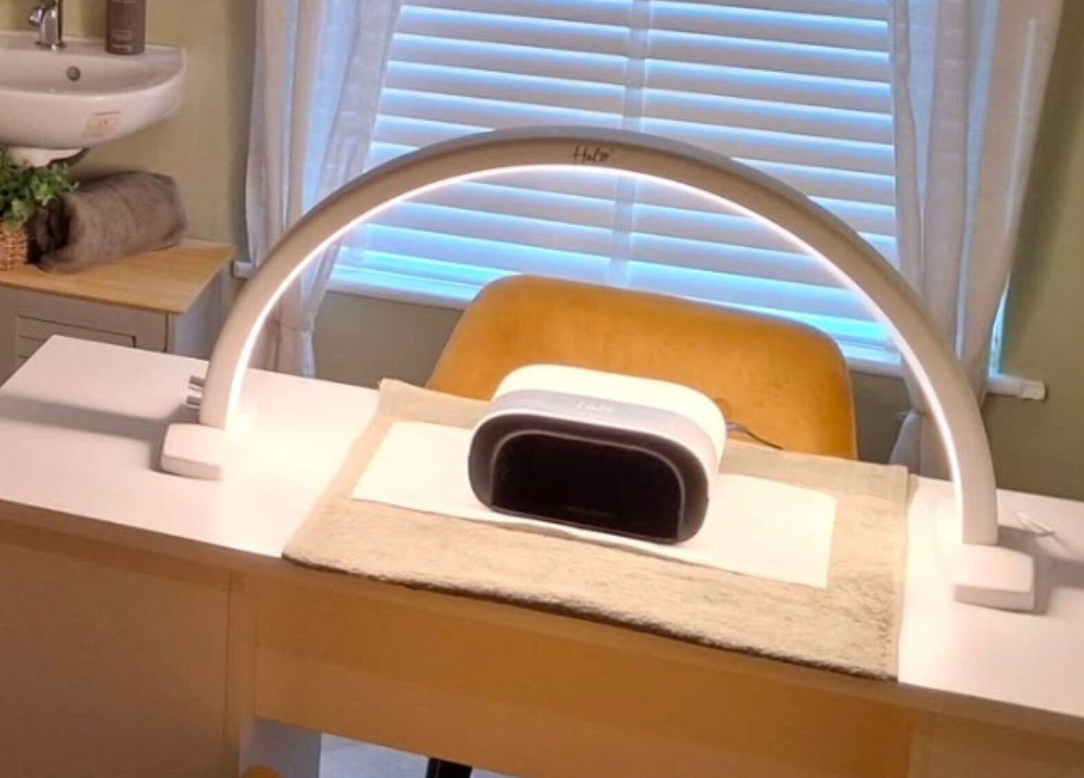 Modern nail station at Blubell Nails and Beauty in Rode Heath, England, GB. Elegant and inviting space.