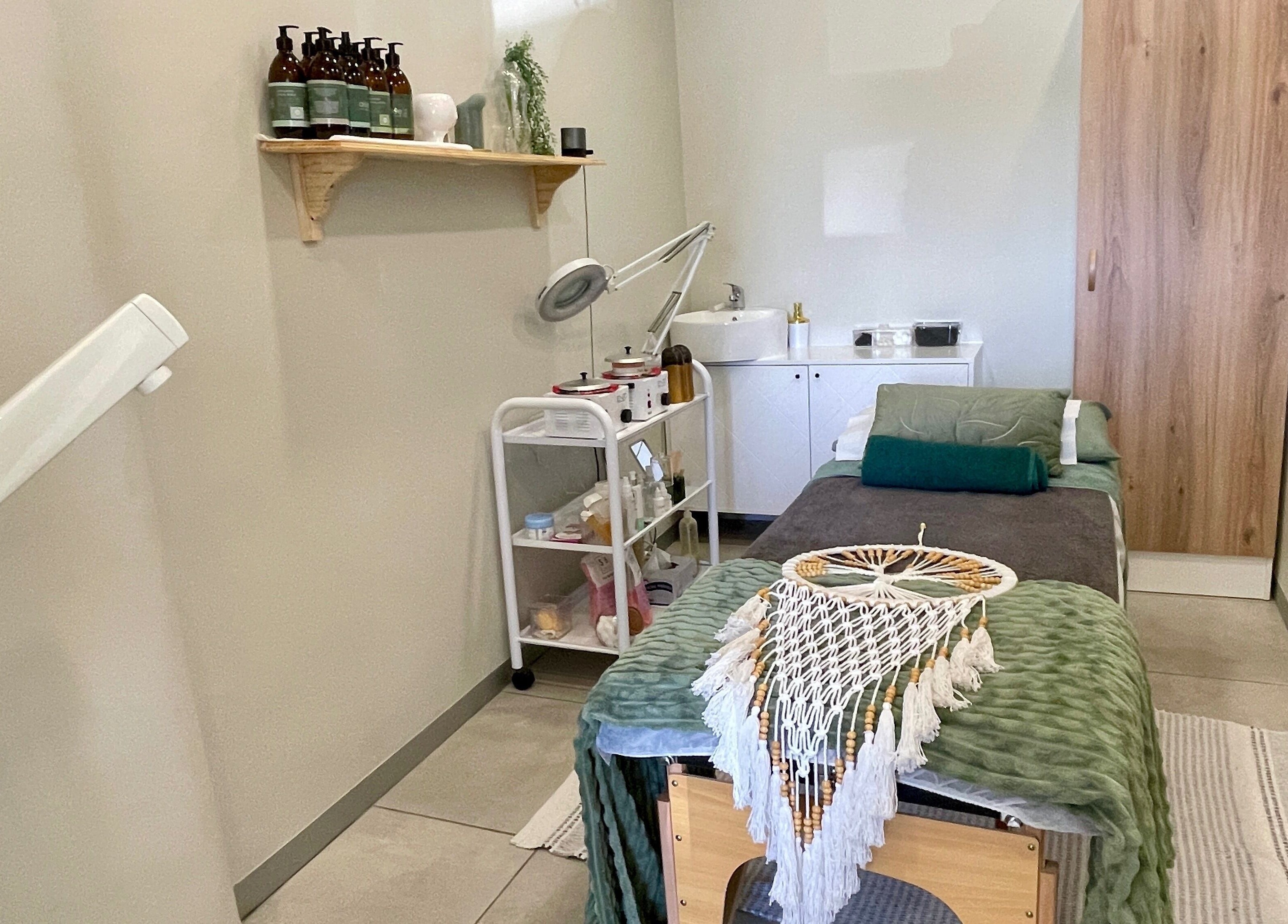 Calm treatment room at KimCo Beauty Lab, Sandton, Gauteng, ZA with relaxing decor.