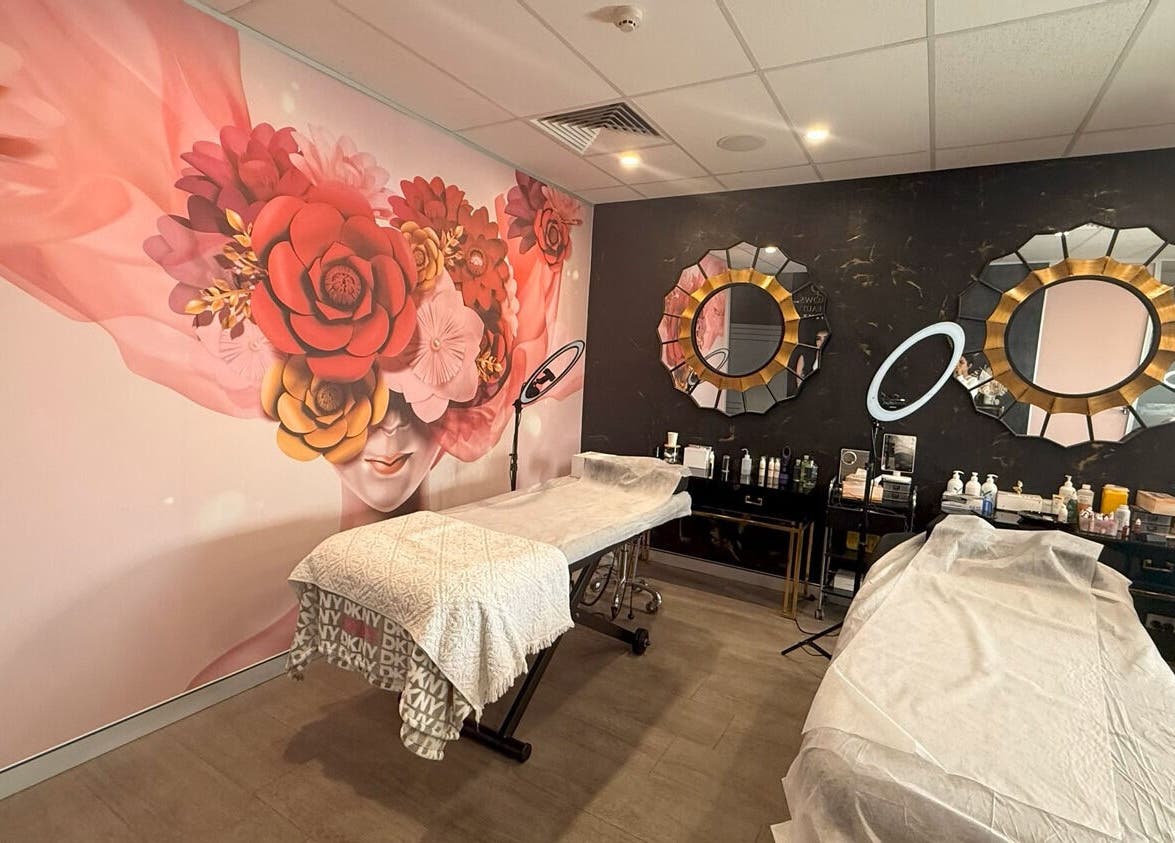 Decorative treatment room at Roshy Eyelash Extensions & Brows Norwest, Baulkham Hills, New South Wales, AU.