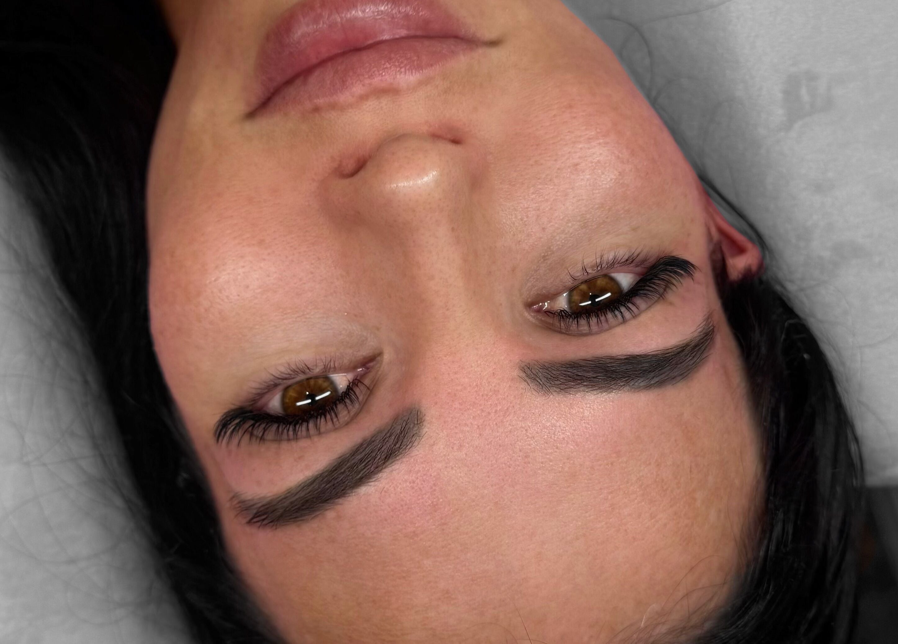 Close-up of woman's enhanced eyelashes at Fabulash, Burleigh Waters, Queensland, AU.