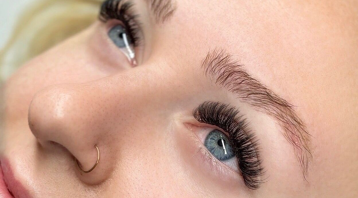 Close-up of enhanced eyelashes at BRYA Beauty, Coquitlam, British Columbia, CA. Perfectly defined lashes.