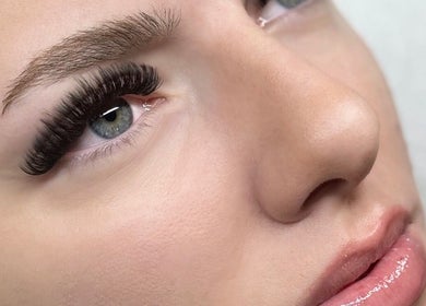 Close-up of elegant eyelash extension at BRYA Beauty in Coquitlam, British Columbia, CA.