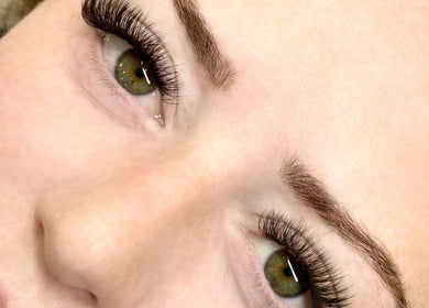 Close-up of stunning eyelash extensions at BRYA Beauty, Coquitlam, British Columbia, CA.