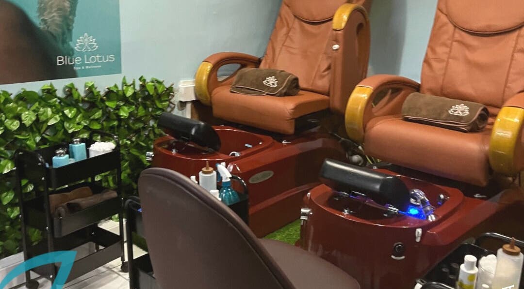 Relaxing pedicure chairs at Blue Lotus Spa Castries, offering pampering experiences in Castries, LC.