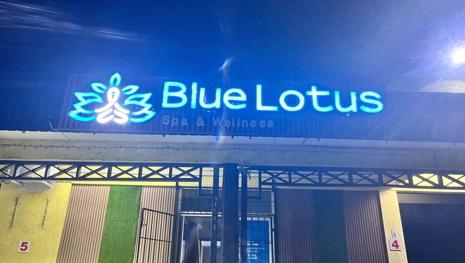 Blue Lotus Spa Gablewoods Mall entrance sign at night in Castries, Castries, LC.