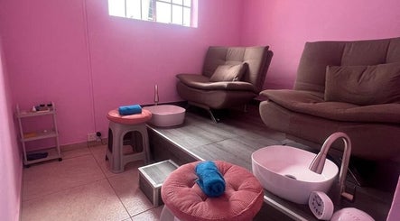 Inviting pedicure space at Cosmetic Island Quatre Bornes in Plaines Wilhems District, MU with plush seating.