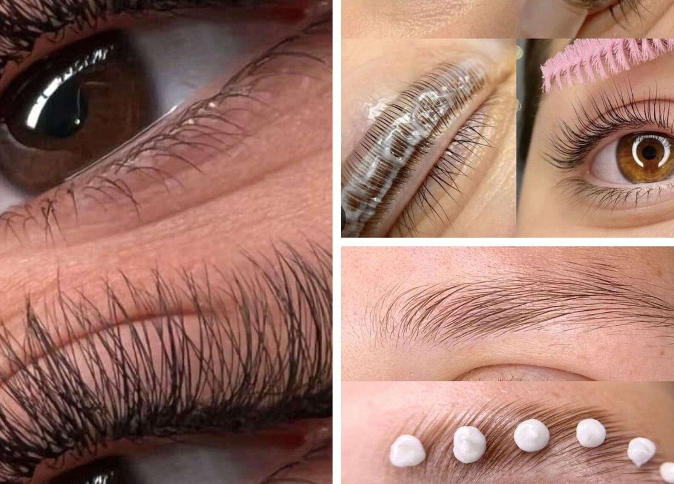 Closeup of styled lashes and brows at Luna Bloom, Belfast, Northern Ireland, GB.